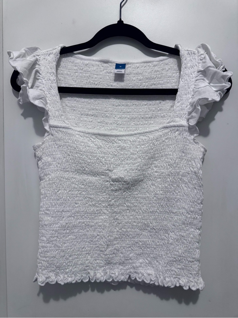 Old Navy White Smocked Ruffle-Strap Tank